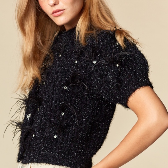 Rareraw “ Katrina 2 “ Rareraw Knit Sweater with Feather & Rhinestone Accents 95 - Picture 7 of 8